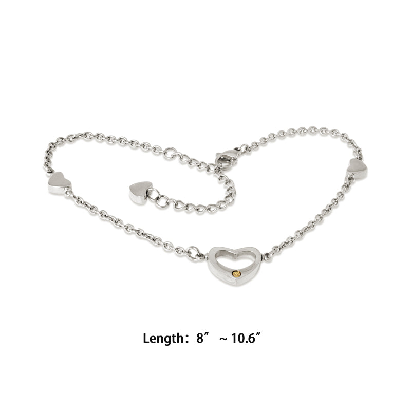 Heart Anklet-Rhodium (SS) - view 2