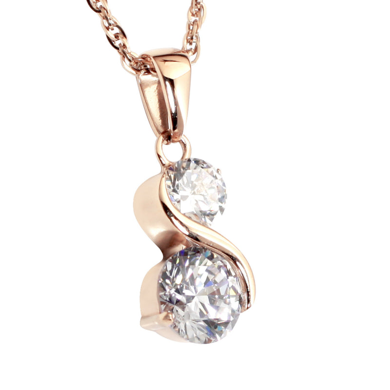 Solitaire 2CZ Pendant-Rose Gold (SS) - main