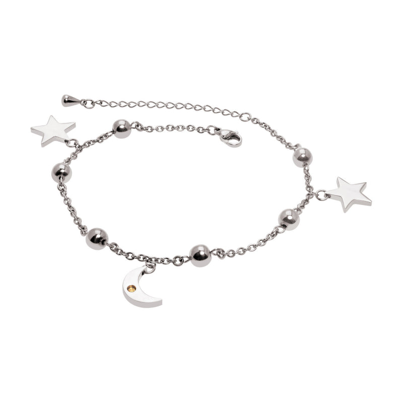 Moon & Star Anklet-Rhodium (SS) - main