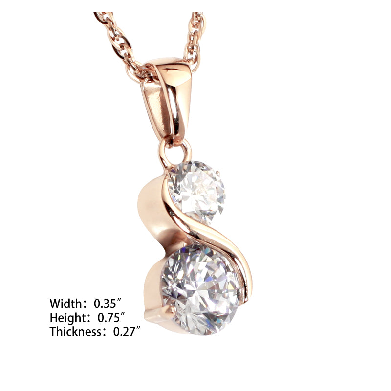 Solitaire 2CZ Pendant-Rose Gold (SS) - view 2