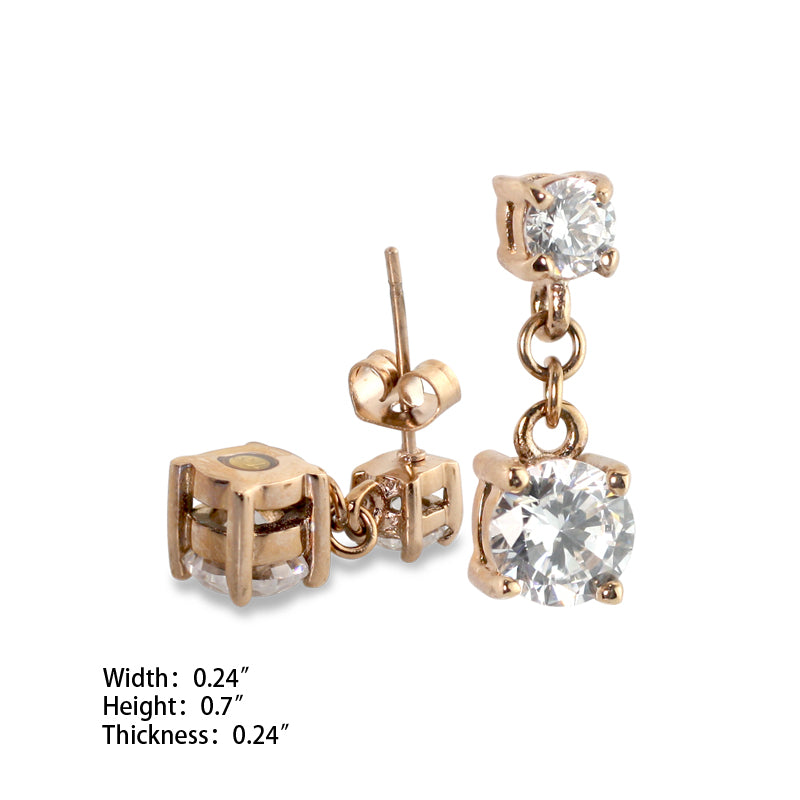 2 CZ Rose Gold Earrings (SS) - view 2