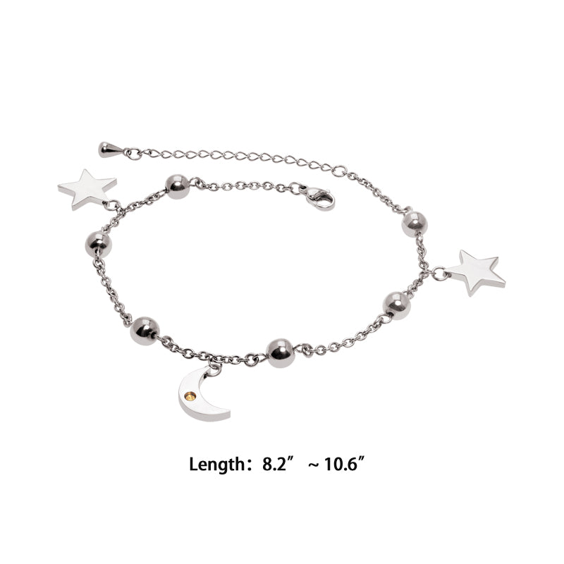Moon & Star Anklet-Rhodium (SS) - view 2