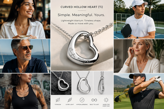 Curved Hollow Heart Pendant (Ti)